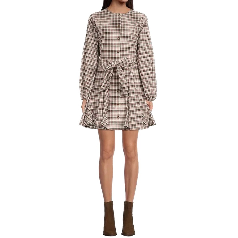 Gianni Bini | Charlie Plaid Dress Brown Ivory